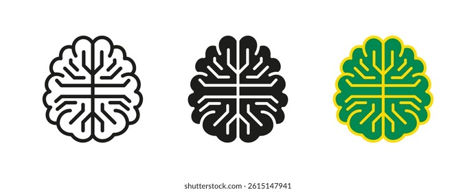 Brain icon. Abstract neural structure with symmetrical lines vector illustration. Symbol of thinking and mental processing. Cognitive science and human intelligence pictogram.
