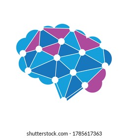 Icono de cerebro. Resumen del logo del cerebro vector. Tecnología, icono tecnológico. Ilustración de acciones