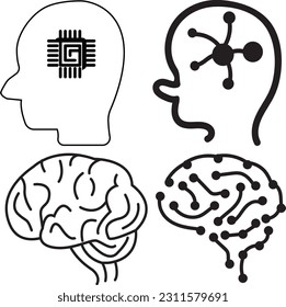 Brain  icon  for AI (artificial intelligence)  concept.