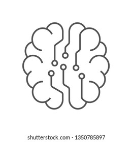 Вigital Brain Icon, AI Concept, Iot, Hi-tech. Line Vector Illustration. Editable Stroke. EPS 10