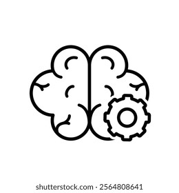 brain icon. brain and artificial intelligence with gear. Brain treatment design and the chip in the middle. Education, technology and institutional logo designs. Line design style