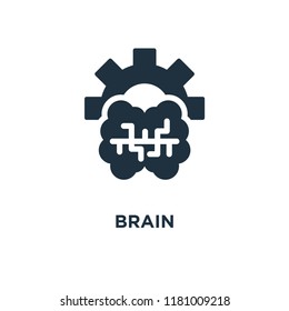 Brain icon. Black filled vector illustration. Brain symbol on white background. Can be used in web and mobile.