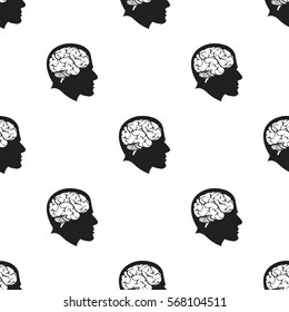 Brain icon black. Single education icon from the big school, university black.