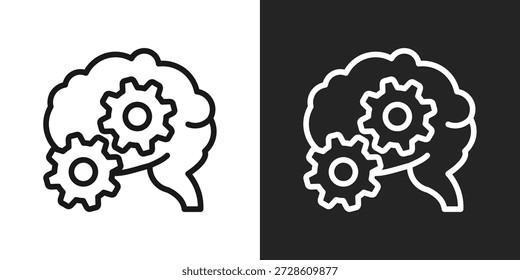 Brain Icon In Black And White Line Style
