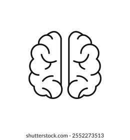 Brain icon black and white vector outline sign
