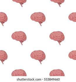 Brain icon in cartoon style isolated on white background. Organs pattern stock vector illustration.