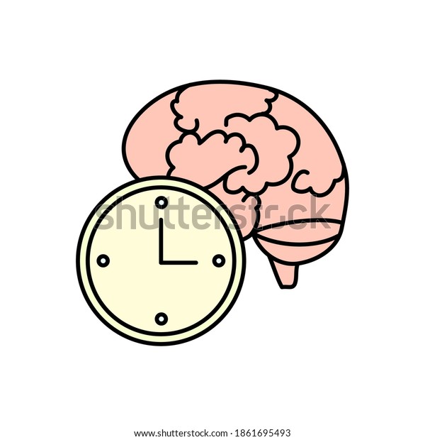 Brain Icon Clock Time Thinking Vector Stock Vector (Royalty Free ...