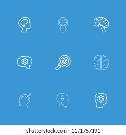 Brain icon. collection of 9 brain outline icons such as gear in head, gear. editable brain icons for web and mobile.