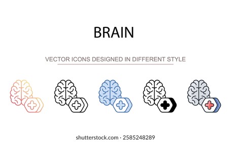 Brain icon design with white background stock illustration