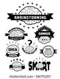 Diseños y distintivos de iconos cerebrales