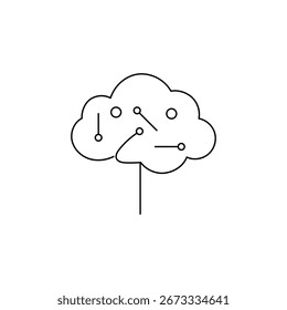Icono del cerebro con circuitos digitales, diseño abstracto de tecnología neuronal para IA, datos y conceptos futuristas.