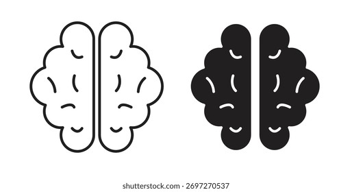 Brain icon with editable stroke and flat vector pack