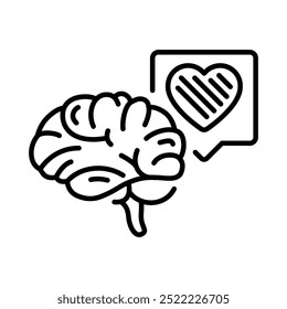 Brain Icon Featuring a Love Message, Emphasizing Emotions and Connections Shaping Our Understanding of the World