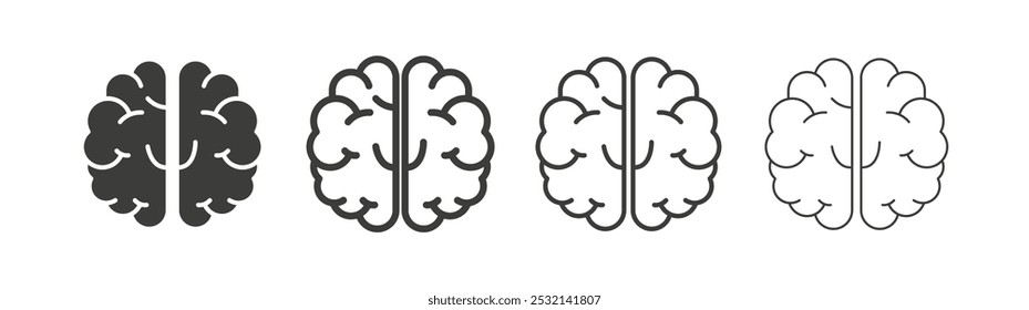 Brain icon in fill and three stroke sizes