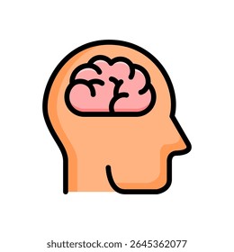 Brain Icon Filled Line Design Style Leadership Vector Illustration