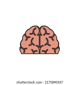 diseño de estilo de contorno relleno de icono cerebral. ilustración del vector de icono cerebral. aislado de fondo blanco.
