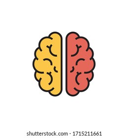 brain icon filled outline vector illustration. isolated on white background