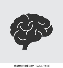  Brain icon flat. - Shutterstock ID 575877598