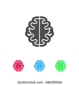Brain icon flat. Color pictogram on white background. Vector illustration symbol and bonus icons