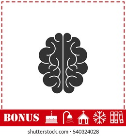 Brain icon flat. Simple vector symbol and bonus icon