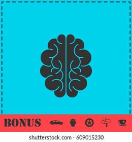 Brain icon flat. Simple vector symbol and bonus icon