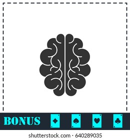 Brain icon flat. Simple vector symbol and bonus icon