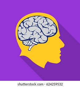 Brain icon flat. Single education icon from the big school, university flat.