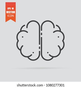 Brain icon in flat style isolated on grey background. For your design, logo. Vector illustration.