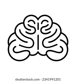 Vista frontal de icono de cerebro, icono de estilo de arte de línea, ilustración de mente humana