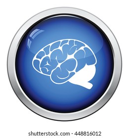 Brain icon. Glossy button design. Vector illustration.