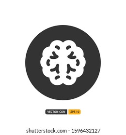 brain icon in glyph style. Vector logo design template. Modern design icon, symbol, logo and illustration. Vector graphics illustration and editable stroke. Isolated on white background.