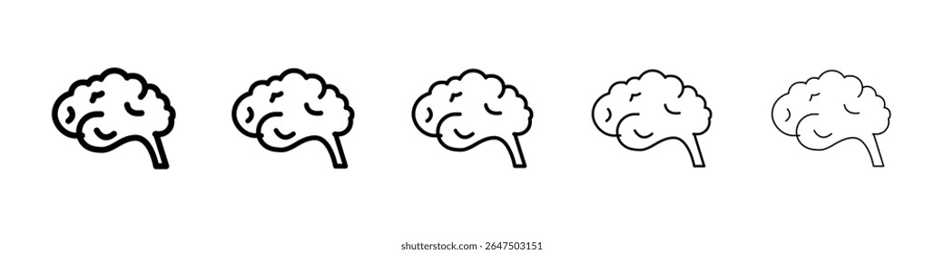 Brain icon graphic set. trendy stroke line style