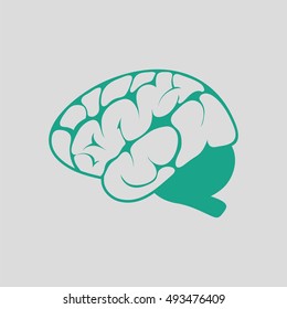Brain icon. Gray background with green. Vector illustration.