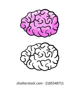 Icono cerebral en estilo doodle dibujado a mano. Reflexión y pensamientos.