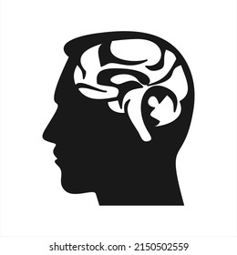 Brain icon in head on white background vector illustration