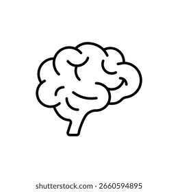 Gehirnsymbol, Symbol der menschlichen Intelligenz, Abbildung des medizinischen Nervensystems, Anatomie und Neurologie. Dünne Linie.