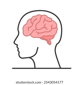 Brain icon. Human brain liner vector illustration.