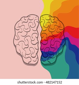 Brain icon. Human organ mind and creativity theme. Colorful design. Vector illustration