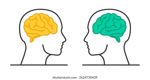 Brain icon. Human brain set liner vector illustration.