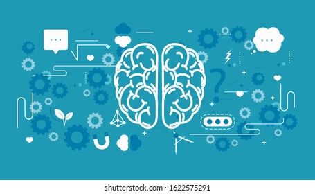 Brain with icon - Idea and Concept Vector illustration.