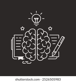 Icono del cerebro Inteligencia y símbolo médico Ilustración del logotipo del arte, logotipo creativo humano de lluvia de ideas para el Sitio web, motivación, estudios, biología, artes 