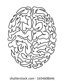 Brain icon isolated on white background. Line art illustration and sketch of human heart. Vector medical heart logo