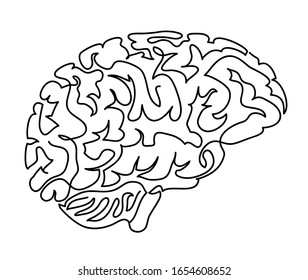 Abstract Brain One Line Drawing Stock Vector (Royalty Free) 1062772850 ...