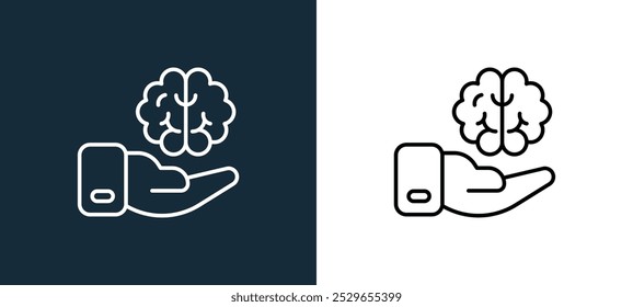 brain icon isolated on white and black colors. brain outline linear vector icon from life skills collection for mobile apps, web and ui.