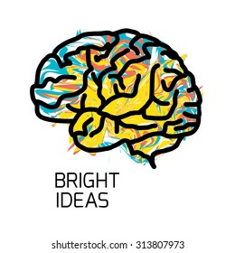 Brain icon isolated on white background. VECTOR eps illustration. Creative brain Idea concept background design layout for poster flyer cover brochure. 