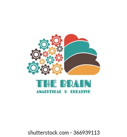 brain icon, left and right brain, thinking concept, isolated on white background