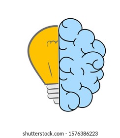 brain icon with a light bulb. illustration of mental activity. idea. vector illustration. EPS 10.