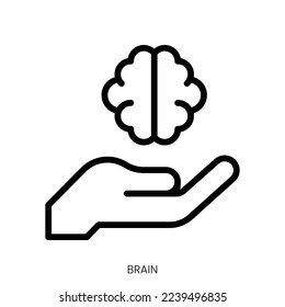 icono cerebral. Diseño De Estilo De Arte De Línea Aislado En Fondo Blanco