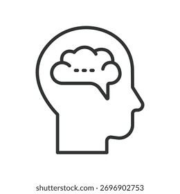 Ícone cerebral em design de linha. cérebro, pensamento, ideia, lógica analítica, cognição, inteligência, estratégia em vetor branco de fundo. Ícone de traçado editável do cérebro