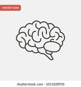 Brain Icon In Line Style. Side View. Vector Illustration.